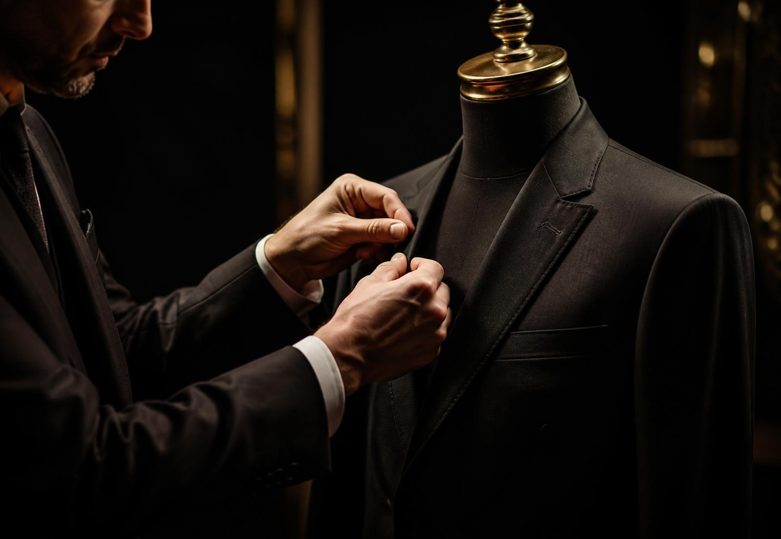 Tailor shaping the lapel of a bespoke suit in the U-Like Tailors studio